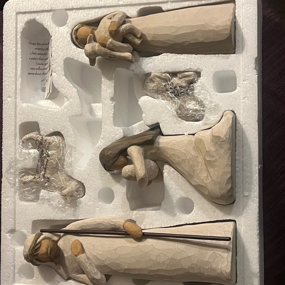 Handcrafted Nativity Set - Cream and Brown